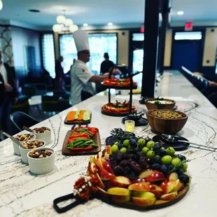 a table with a variety of food on it