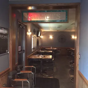 empty tables and chairs