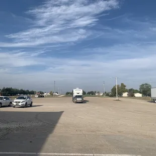 Big parking area in the back for trucks and RVs