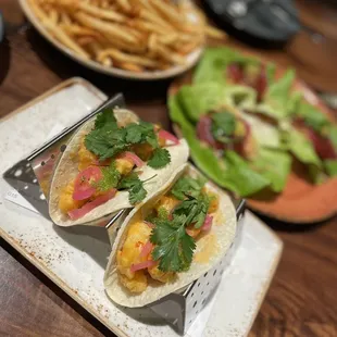 Tacos, fries, tuna  Appetizers