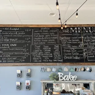 a menu on the wall