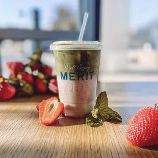 strawberries and a cup of coffee