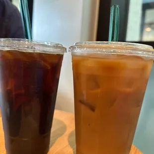 black cold brew &amp; cold brew with oat milk and hazelnut