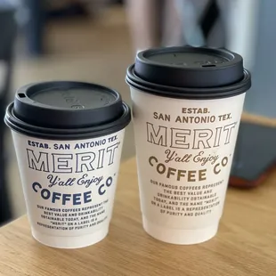 two cups of coffee on a table