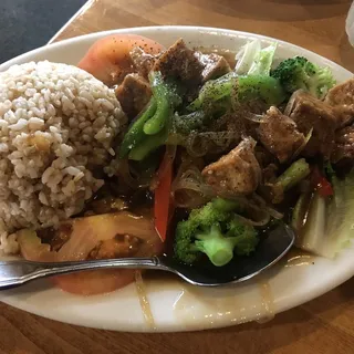 33. Teriyaki Tofu Over Rice Plate