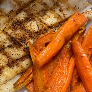 Pan Seared Flounder and roasted carrots