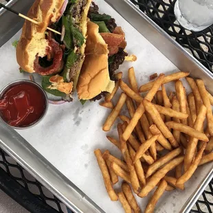 Ultimate Meriburger with fries.