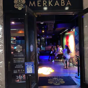the entrance to the restaurant