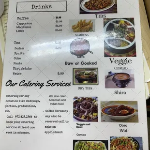 a menu for a restaurant