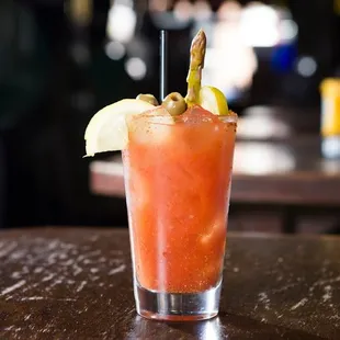 a bloody drink on a table