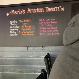 Daily specials