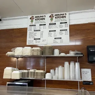 the menu and counter