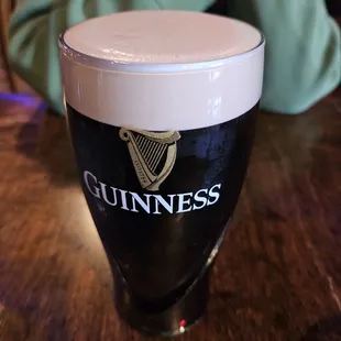 A perfectly poured pint of Guinness.