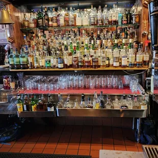 liquor bottles on shelves