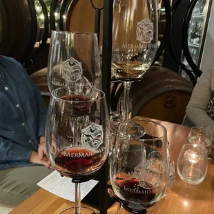 wine glasses on a table