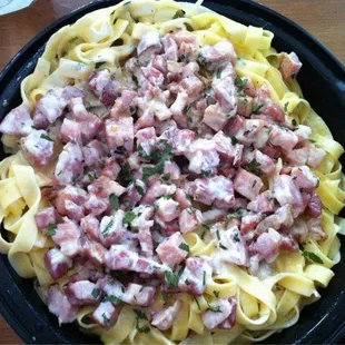 Fettucine carbonara.