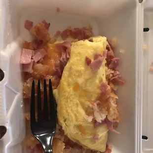 Virginian omelette (no sour cream included per the menu on omelette or in to go bag.)