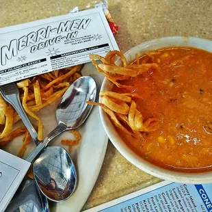 Look closely you see her in da spoon Mighty fine Chicken Tortilla Soup WOW