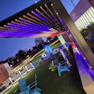 Courtyard lit for f July 4th