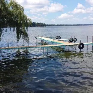 On a boat? Pull up to our Caribbean blue colored pier for some pizza and ice cream!