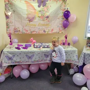 Purple butterfly birthday cake , white with butter ream frosting. Beautiful and delicious.