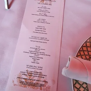 a menu on a plate