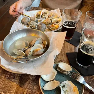 Steamed clams and roasted oysters
