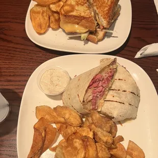 Ham n cheese sandwich and the Reuben wrap