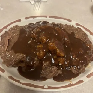 Open faced roast beef