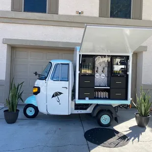 a delivery truck with an open door