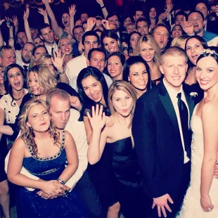MERRY WEDDINGS : Chris &amp; Kelly with their cheering guests on the dance floor. Kansas City, MO Wedding DJ &amp; Wedding MC
