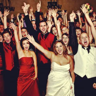 MERRY WEDDINGS : Andrew &amp; Megan with their cheering guests. Kansas City, MO Wedding DJ &amp; Wedding MC