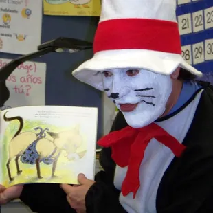 Principal Ben Wayne reads to students on Dr. Seuss' birthday.