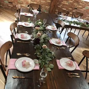 Downstairs room ready for a gorgeous bridal shower.