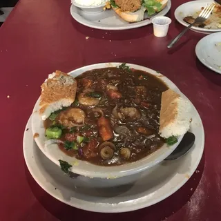 Shrimp & Grits with Toasted Focaccia Bread