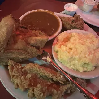 Fried Chicken Breast Quarter and Fried Fish