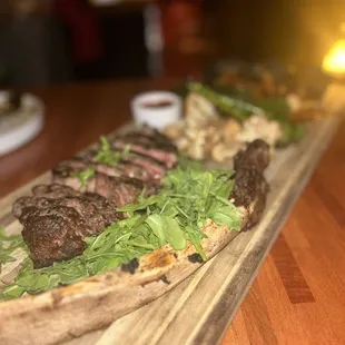 Tomahawk steak with cauliflower, Brussels sprouts and fries