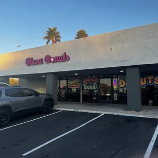 a car parked in front of the store