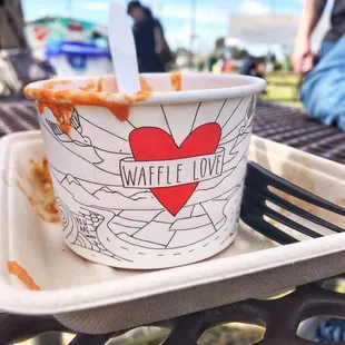 Grilled waffle cheese and tomato soup!