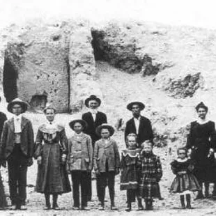 Lewis family, circa 1904, East side of mound at the "shooting gallery"