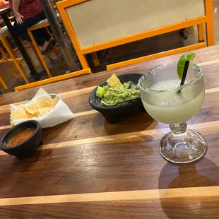 Chips and guacamole, coconut margarita. Couldn't wait for the picture first.