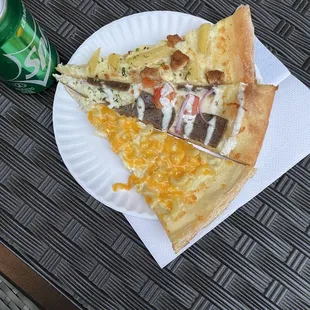 Gyro Pizza, Chicken Penne Alfredo Pizza, Macaroni and Cheese Pizza