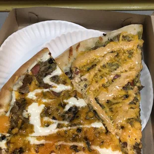 Southwest steak and guacamole. Burrito pizza