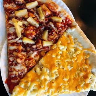 BBQ Chicken Pineapple Pizza &amp; Macaroni and cheese pizza
