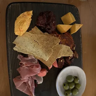 Cheese plate with cured meats