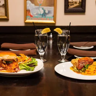 two plates of food on a table
