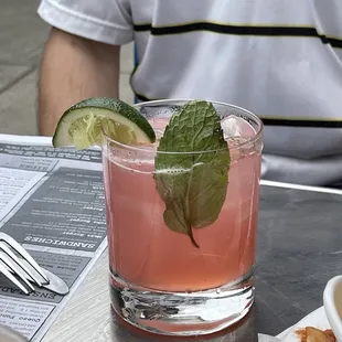 Raspberry mint margarita