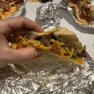 Beef taco on homemade corn tortilla