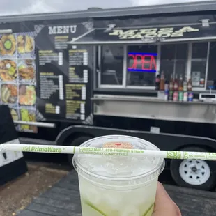 Front of truck + a lemonade