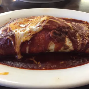 Breakfast Burrito with red chili (of course)!